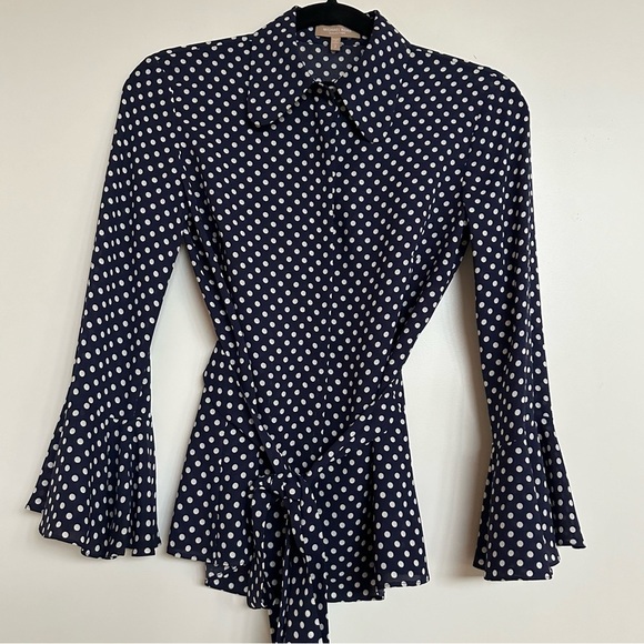 Michael Kors Collection Silk Polka Dot Blouse 2 - Picture 1 of 10